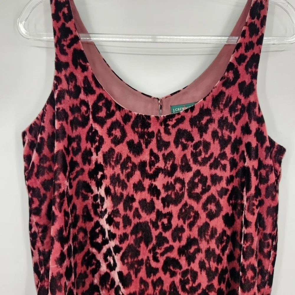 J Crew Always Leopard Velvet Tank Top Womens Size 6 Mauve Cropped Scoop Neck
